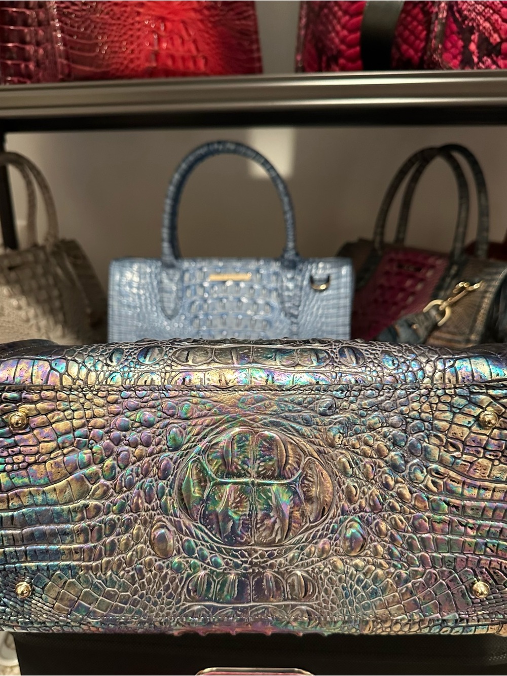 RARE Brahmin Mother of Pearl Holographic, Iridescent Large Caroline - Picture 10 of 16